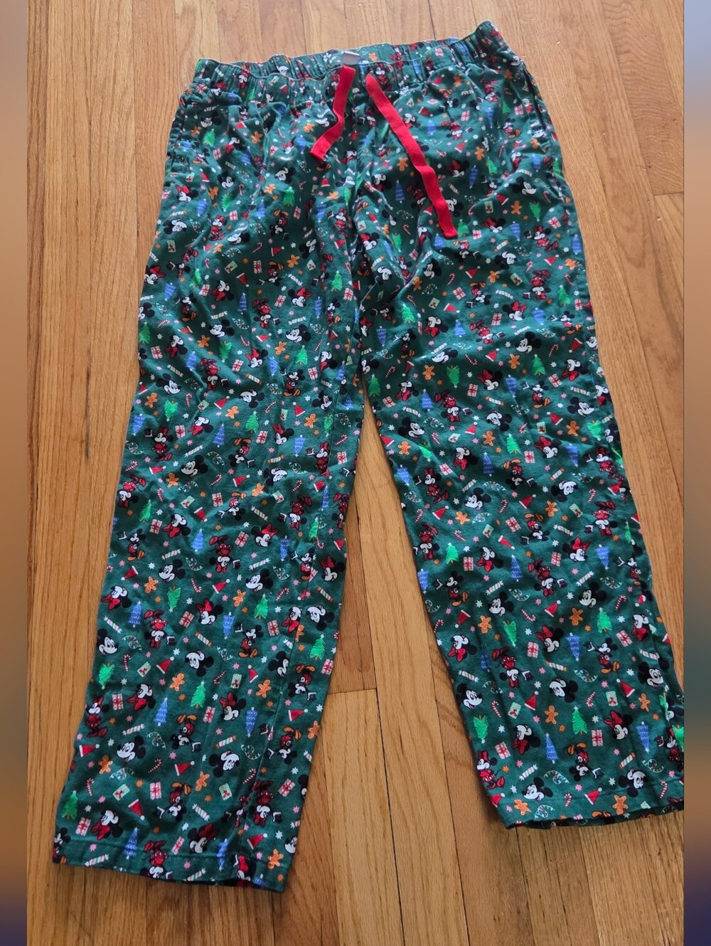 Old Navy Disney Adult Green Mickey & Minnie Holiday PJ Set EUC Size L - Picture 4 of 10